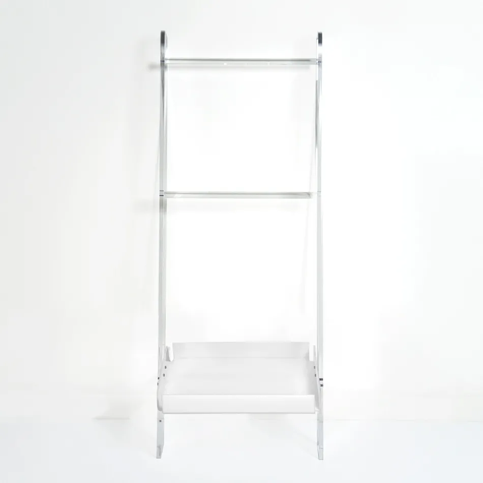 Escada para toalhas em acrílico branco, fabricada na Itália - Jamira Viadurini
