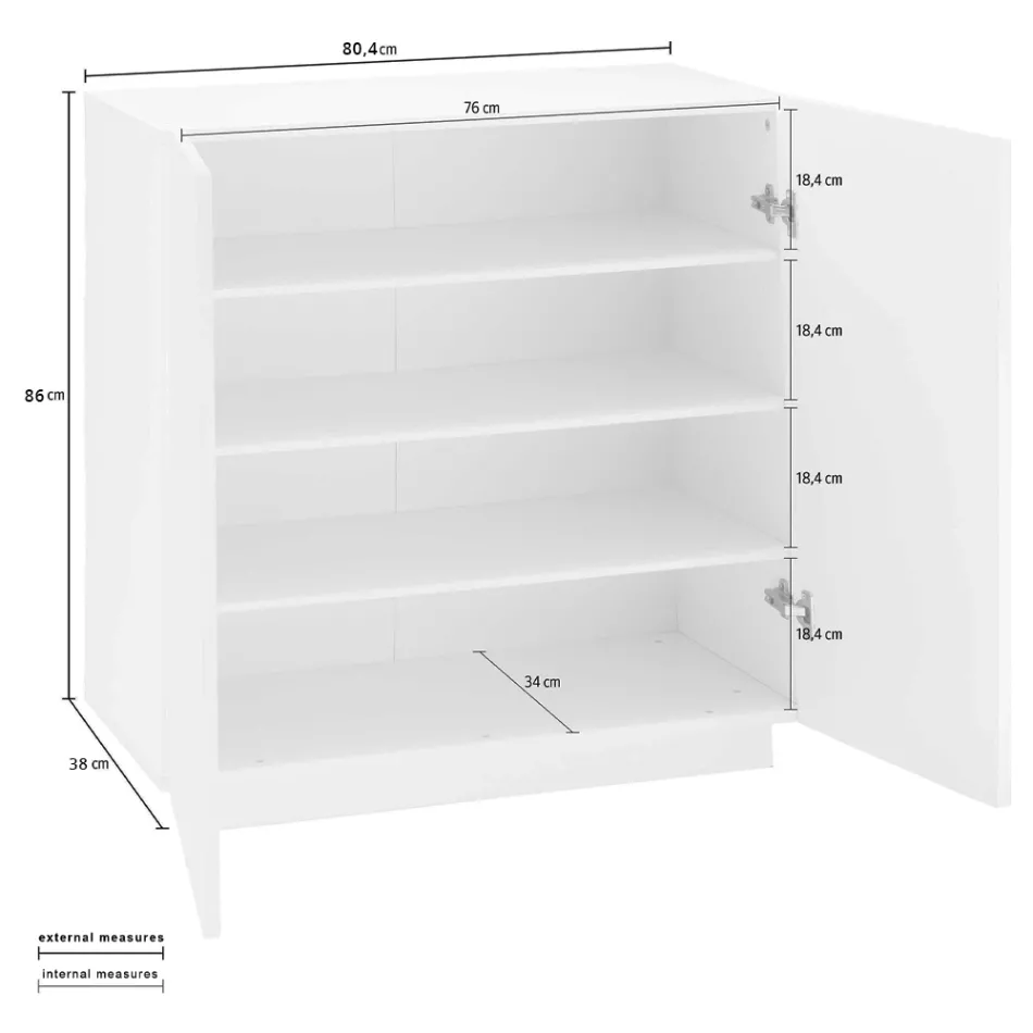 Gabinete para sapatos 2 portas em madeira branca sustentável ou melamina ardósia - Joris Viadurini