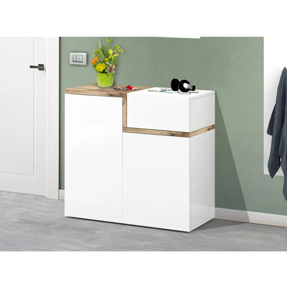 Porta Sapatos de Entrada 3 ou 4 Portas em Madeira Branca e Ardósia ou Bordo - Tiscali Viadurini