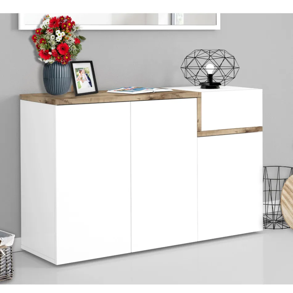 Porta Sapatos de Entrada 3 ou 4 Portas em Madeira Branca e Ardósia ou Bordo - Tiscali Viadurini