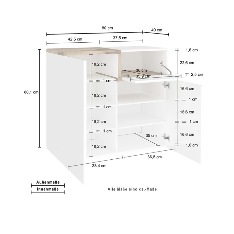 Porta Sapatos de Entrada 3 ou 4 Portas em Madeira Branca e Ardósia ou Bordo - Tiscali Viadurini
