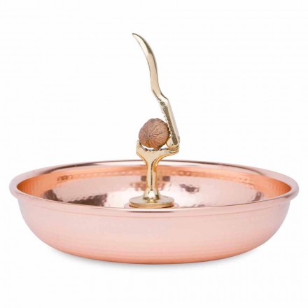 Bandeja para quebra-nozes em cobre estanhado com design artesanal de 24 cm - paronzo Viadurini