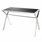 Mesa de design em aço e vidro preto brilhante L120xH75cm Millon Viadurini