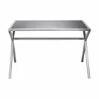 Mesa de design em aço e vidro preto brilhante L120xH75cm Millon Viadurini