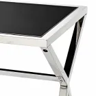 Mesa de design em aço e vidro preto brilhante L120xH75cm Millon Viadurini
