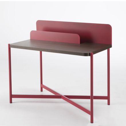 Mesa Moderna em Metal Colorido e Madeira de Carvalho de Design Italiano - Nadin Viadurini
