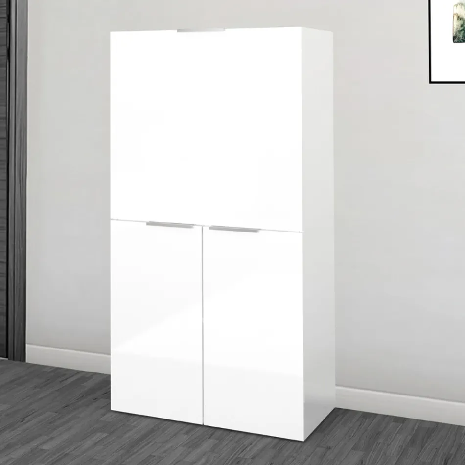 Mesa de parede branca moderna em madeira polida com design italiano - Ghero Viadurini