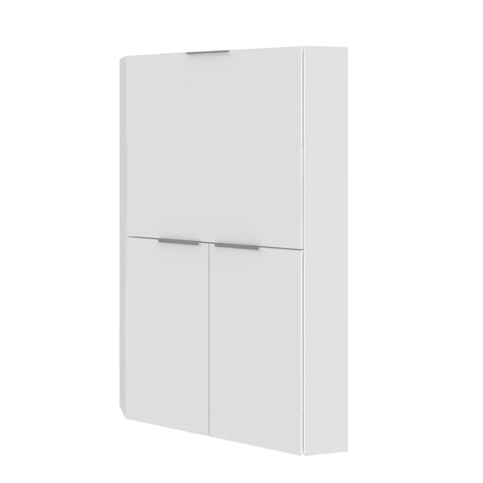 Mesa de canto moderna branca em madeira polida com design italiano - Ghero Viadurini