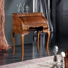 Secretária Clássica 5 Gavetas em Madeira e Inlays Made in Italy - Hastings Viadurini