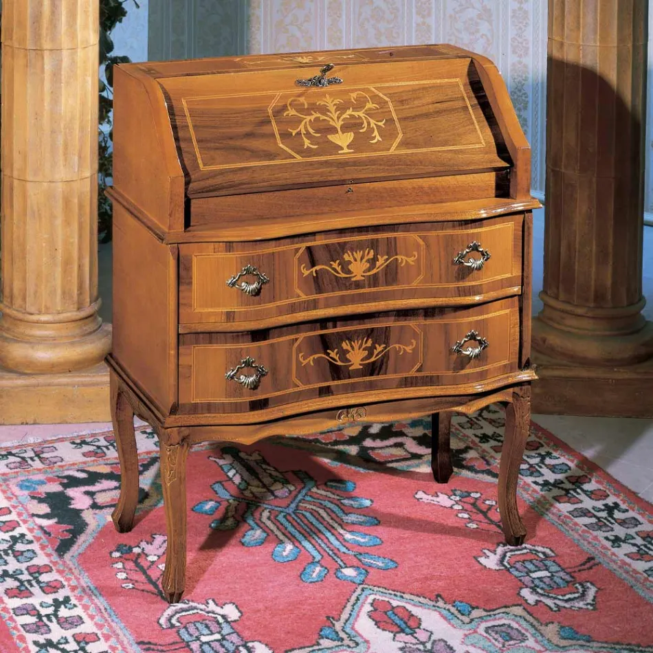 Mesa de madeira clássica com aba e gavetas feitas na Itália - elegante Viadurini