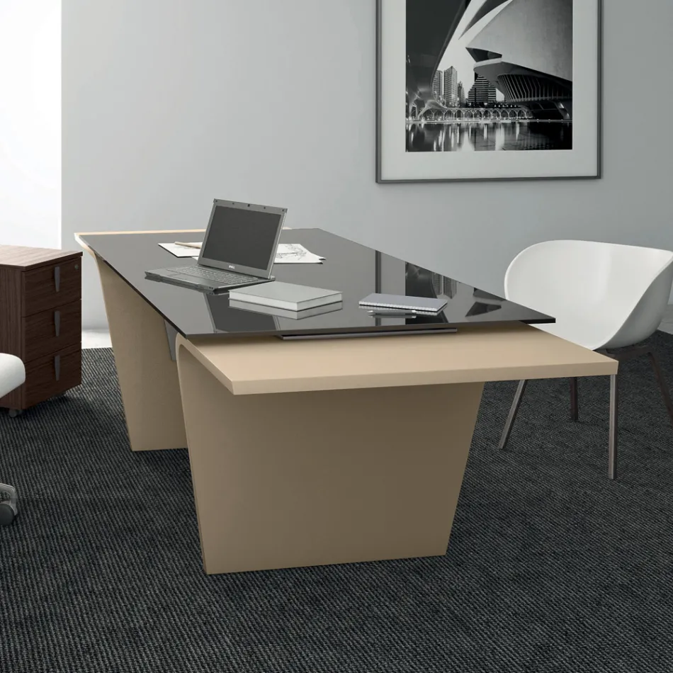 Secretária com tampo de vidro Andrea Stramigioli - Frafalla Viadurini