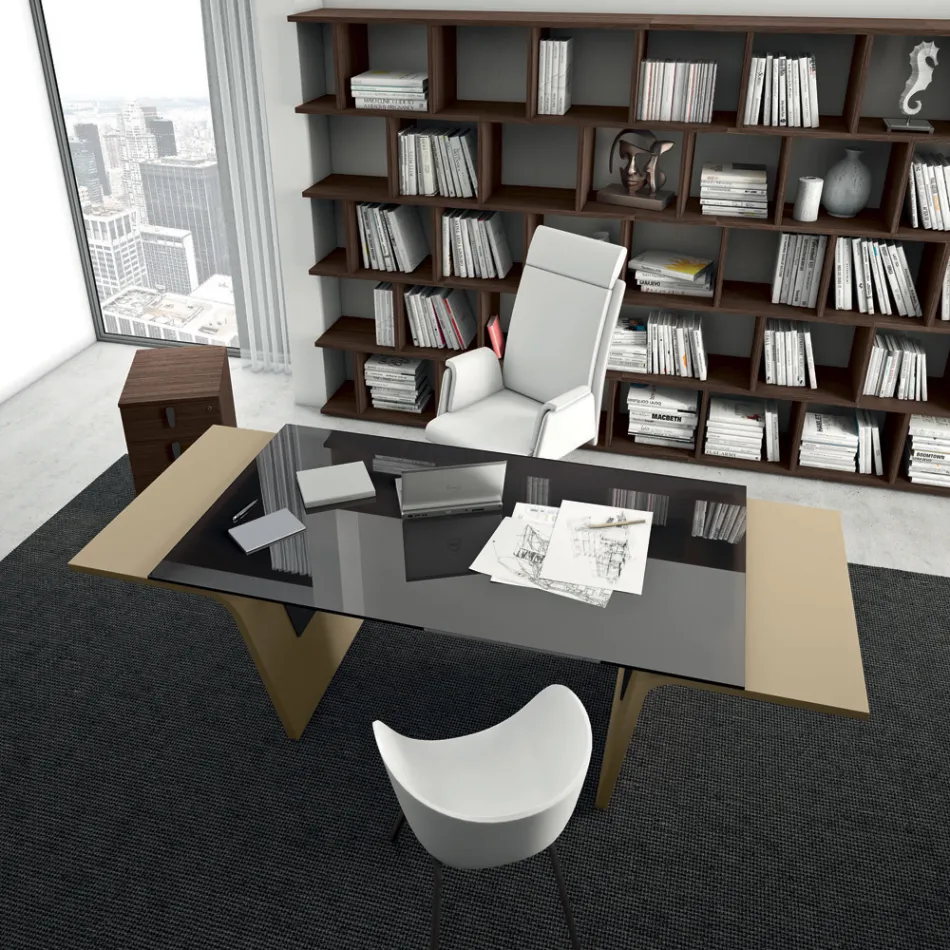 Secretária com tampo de vidro Andrea Stramigioli - Frafalla Viadurini