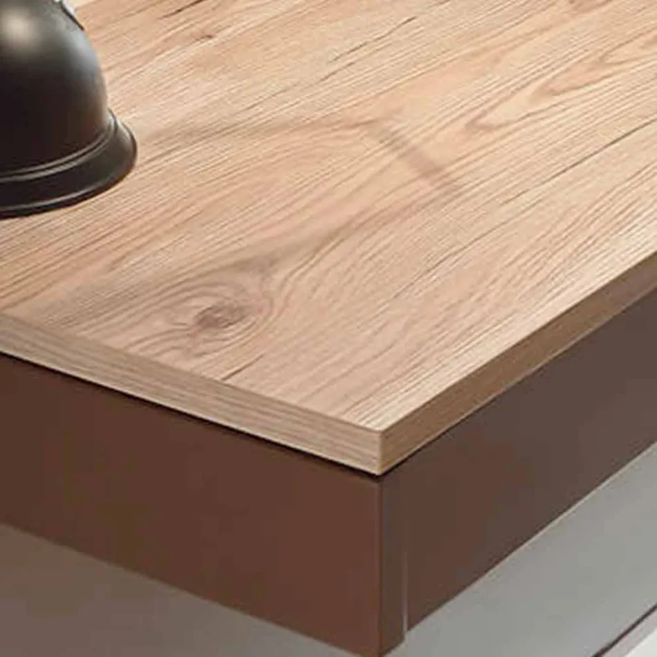 Mesa de Parede em Melamina e Metal com Gaveta Made in Italy - Silício Viadurini