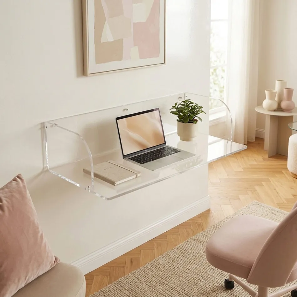 Mesa de parede Otilia em acrílico com design minimalista, fabricada na Itália. Viadurini