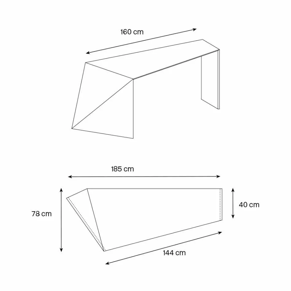 Mesa de escritório de design moderno com vidro extraleve fabricado na Itália - Rosalia Viadurini