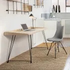 Mesa Design em Aço e Madeira Top Estilo Insudtrial - Secretária Viadurini