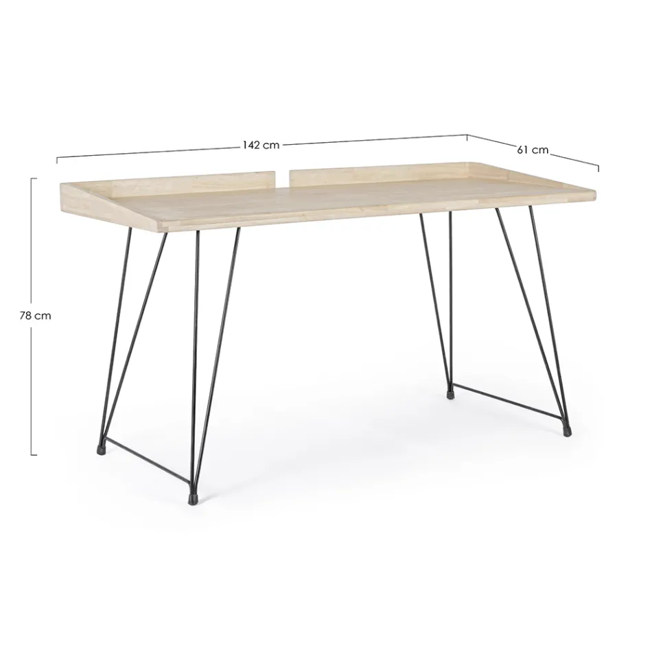 Mesa Design em Aço e Madeira Top Estilo Insudtrial - Secretária Viadurini
