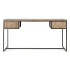 Mesa Homemotion Steel e Acacia Wood com 2 Gavetas - Benver Viadurini