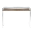 Mesa de acrílico transparente com prateleira de madeira design - Carducci Viadurini