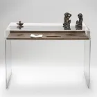 Mesa de acrílico transparente com prateleira de madeira design - Carducci Viadurini
