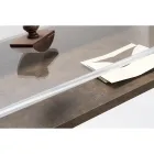 Mesa de acrílico transparente com prateleira de madeira design - Carducci Viadurini