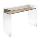Mesa de acrílico transparente com prateleira de madeira design - Carducci Viadurini