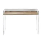 Mesa de acrílico transparente com prateleira de madeira design - Carducci Viadurini
