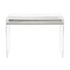 Mesa de acrílico transparente com prateleira de madeira design - Carducci Viadurini
