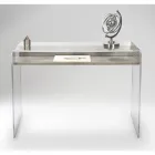 Mesa de acrílico transparente com prateleira de madeira design - Carducci Viadurini