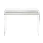 Mesa de acrílico transparente com prateleira de madeira design - Carducci Viadurini