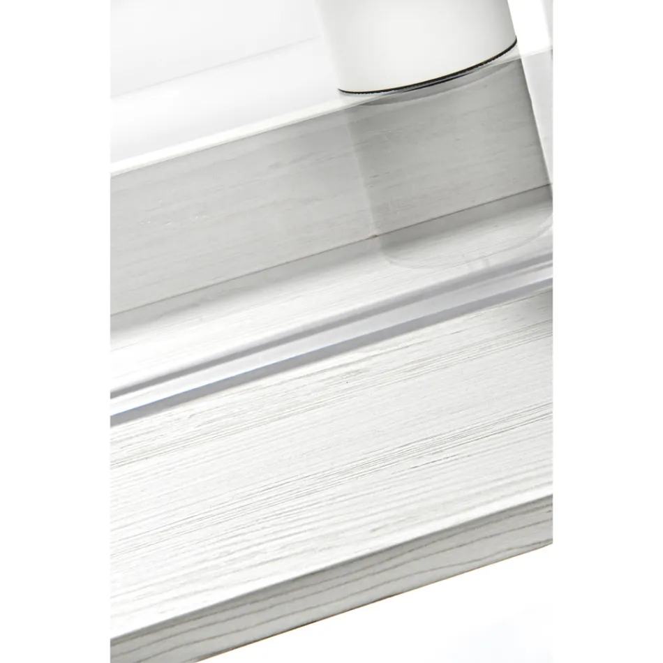 Mesa de acrílico transparente com prateleira de madeira design - Carducci Viadurini