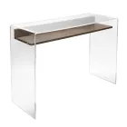 Mesa de acrílico transparente com prateleira de madeira design - Carducci Viadurini
