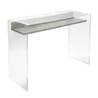 Mesa de acrílico transparente com prateleira de madeira design - Carducci Viadurini