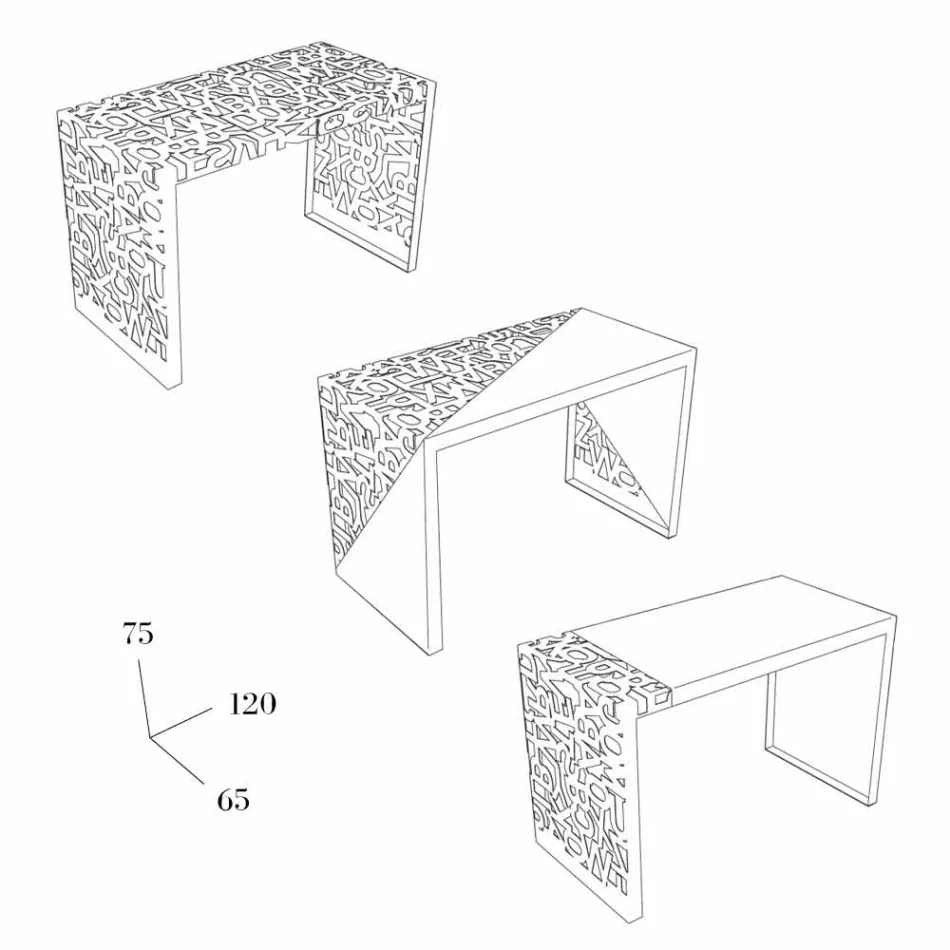 Escrita Kattedra Letras "Uma Cachoeira" 120x65x75 Mabele Viadurini