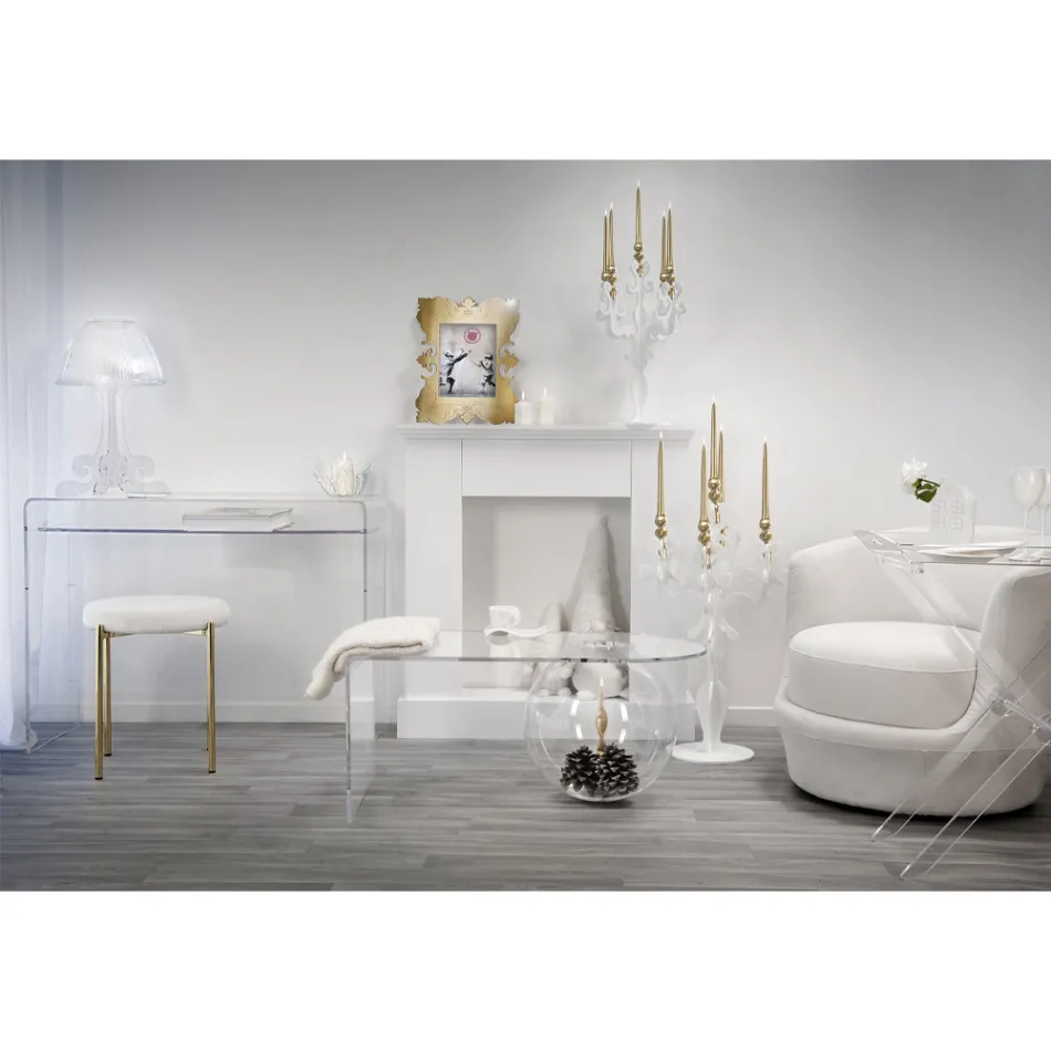 Mesa moderna em plexiglass transparente produzida na Itália, Barga Viadurini