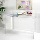 Mesa moderna em plexiglass transparente produzido na Itália, Barga Viadurini