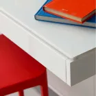 Secretária Suspensa em Cristal com Estrutura Metálica Made in Italy - Silício Viadurini