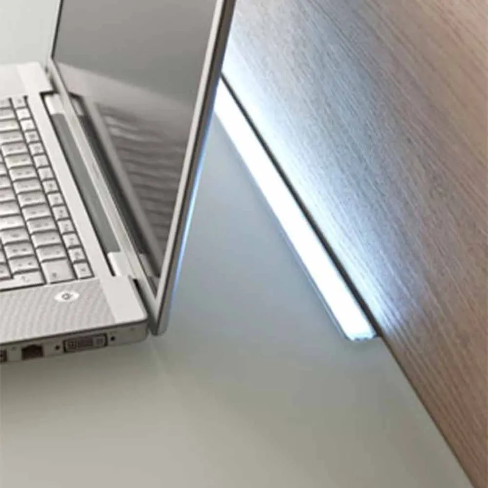 Secretária Suspensa em Cristal com Estrutura Metálica Made in Italy - Silício Viadurini