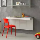 Secretária Suspensa em Cristal com Estrutura Metálica Made in Italy - Silício Viadurini