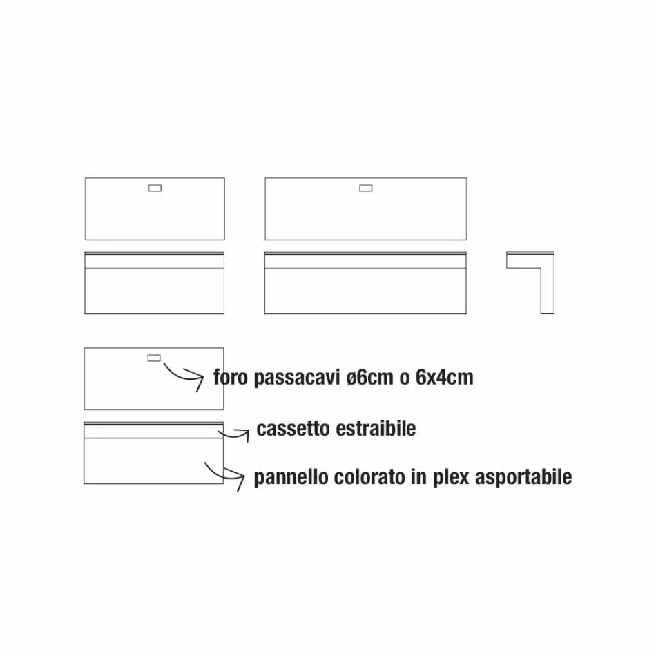 Secretária Suspensa em Cristal com Estrutura Metálica Made in Italy - Silício Viadurini