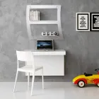 Secretária Suspensa em Cristal com Estrutura Metálica Made in Italy - Silício Viadurini