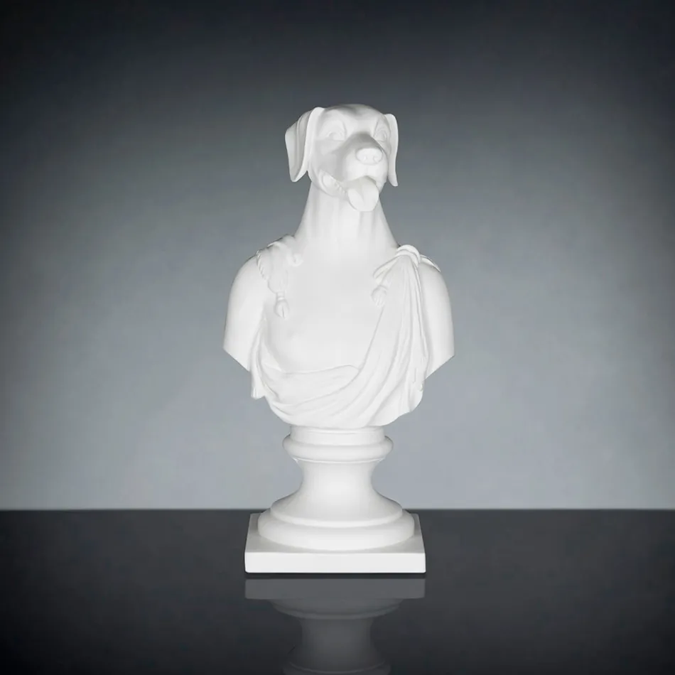 Escultura de cerâmica branca artesanal 100% Made in Italy Fabas 1 Viadurini