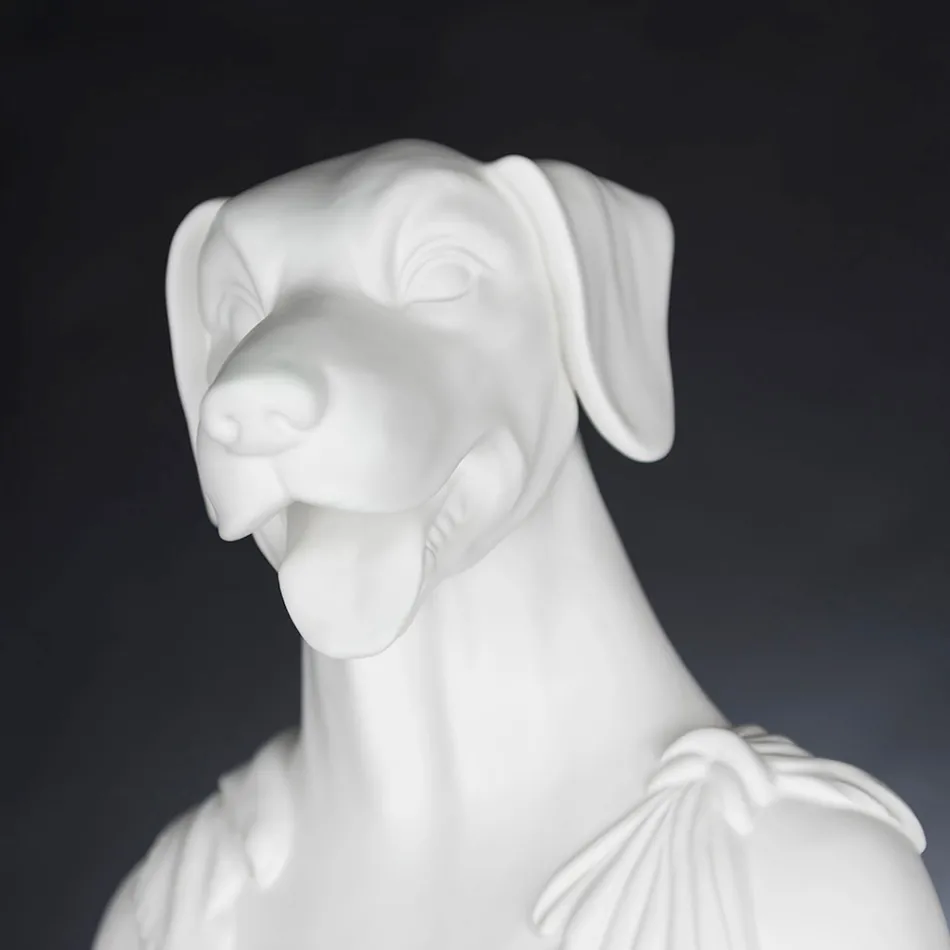 Escultura de cerâmica branca artesanal 100% Made in Italy Fabas 1 Viadurini