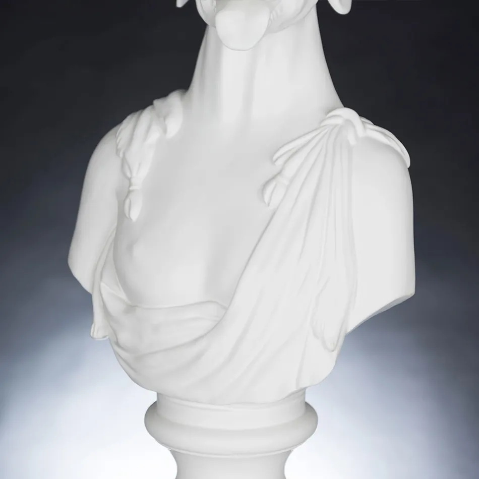 Escultura de cerâmica branca artesanal 100% Made in Italy Fabas 1 Viadurini