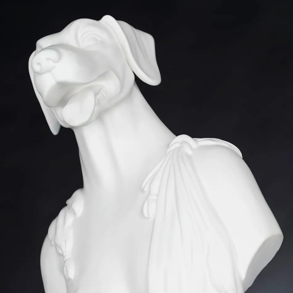 Escultura de cerâmica branca artesanal 100% Made in Italy Fabas 1 Viadurini