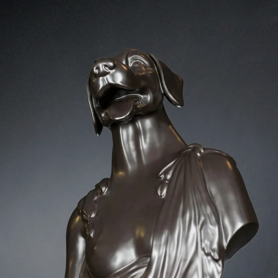 Escultura artesanal em cerâmica preta 100% Made in Italy Fabas 2 Viadurini