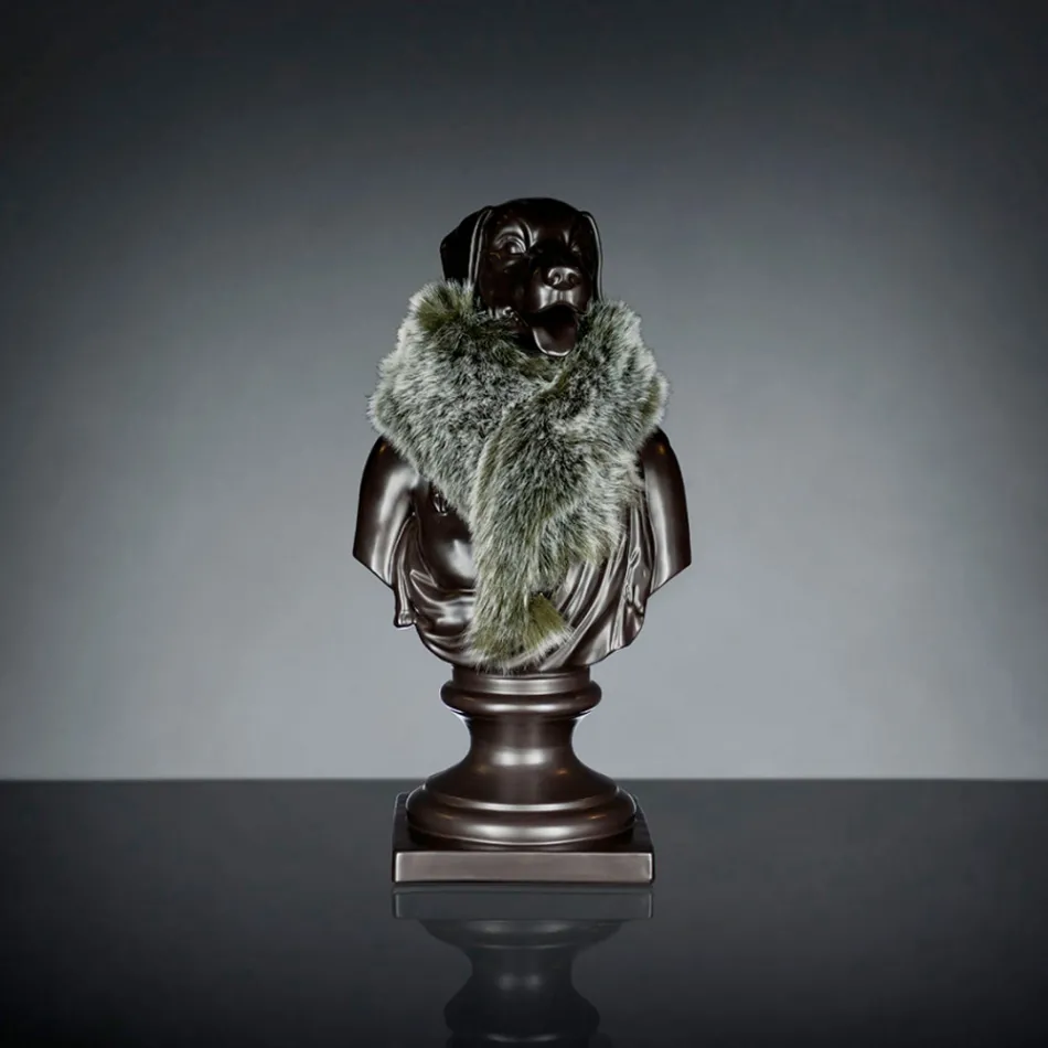 Escultura artesanal em cerâmica preta 100% Made in Italy Fabas 2 Viadurini