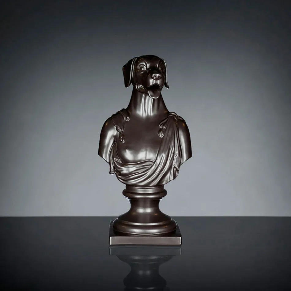 Escultura artesanal em cerâmica preta 100% Made in Italy Fabas 2 Viadurini