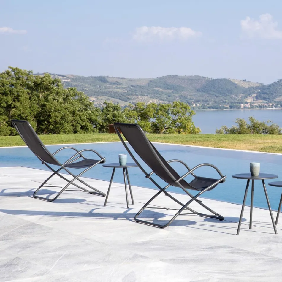 Cadeira dobrável de jardim em aço galvanizado feito na Itália 2 peças - Hobbit Viadurini