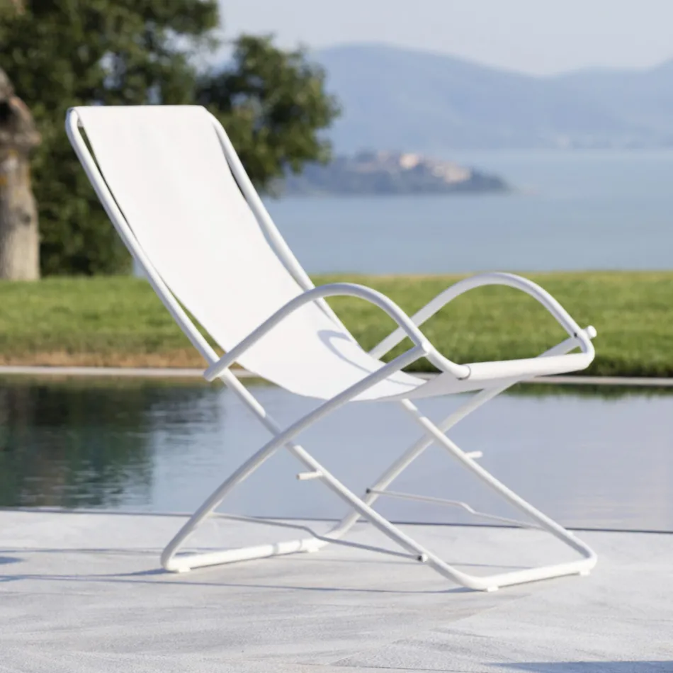 Cadeira dobrável de jardim em aço galvanizado feito na Itália 2 peças - Hobbit Viadurini